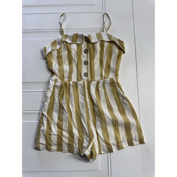 Altar'd State Pants - Altar’d State 100% Cotton Collared Striped Tiered Romper Size S Button Up